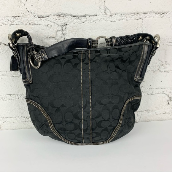 Coach Black Signature Print Hobo Shoulder Bag 6279 - Picture 6 of 12